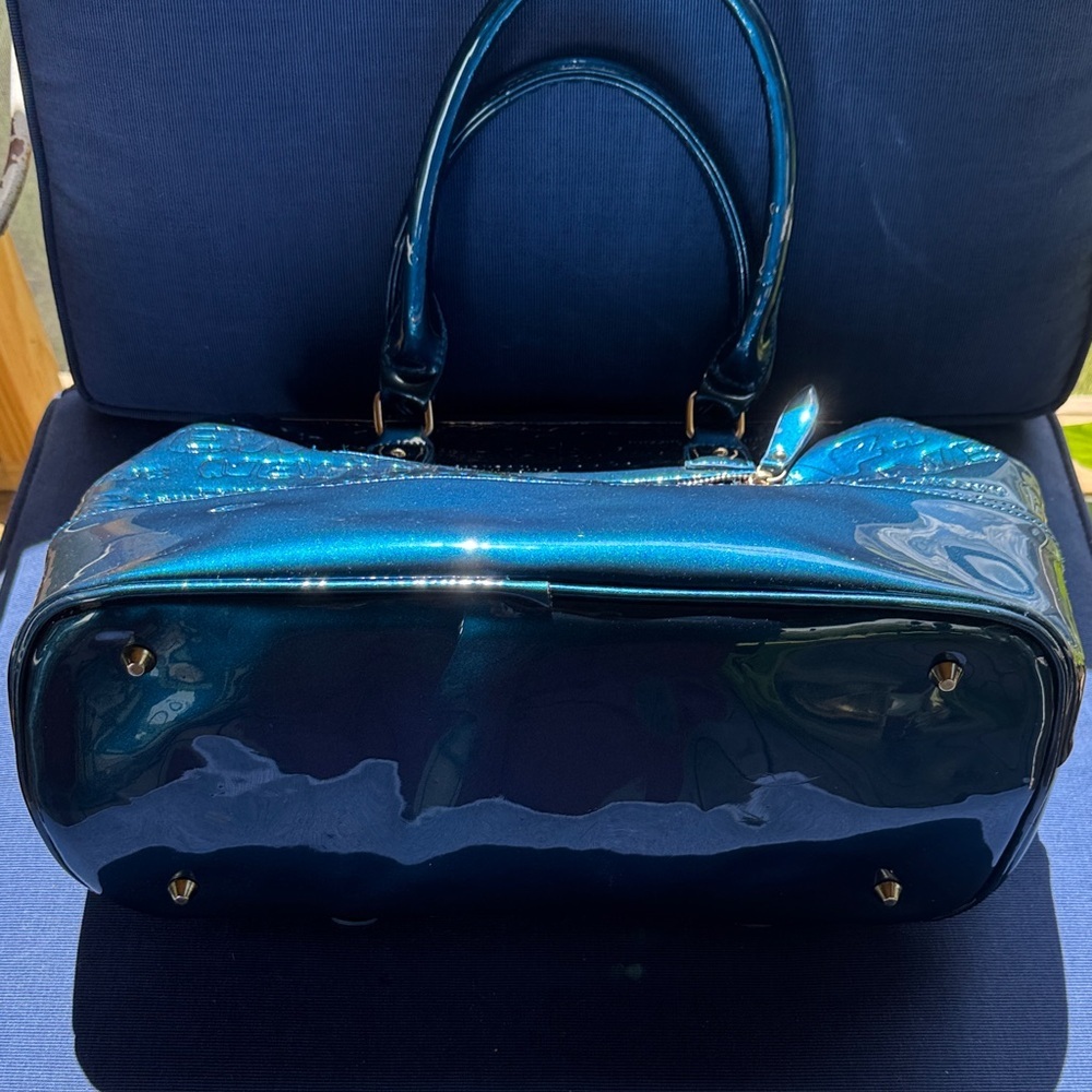 Louis Vuitton Shiny Blue Embossed Satchel - Picture 5 of 9